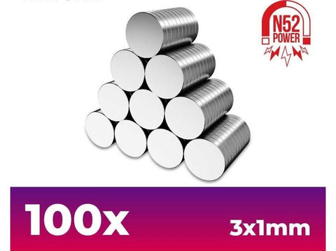 Green Stuff World N52 neodimio magnetai 3x1mm / 5x2mm, 100 vnt