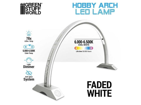 Green Stuff World Hobby Arch LED arkinė lempa, Faded White, be šešėlių