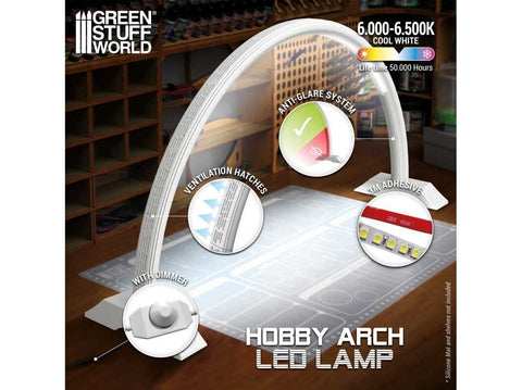 Green Stuff World Hobby Arch LED arkinė lempa, Faded White, be šešėlių