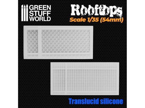 Green Stuff World silikoninės formos stogo čerpėms 1/35 (54 mm), 2 vnt.