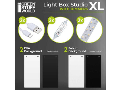 Green Stuff World Šviesdėžė XL – LED fotostudija, sulankstoma, USB 31x31x30 cm