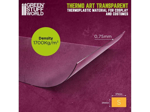 Green Stuff World ThermoArt skaidri termoplastinė plokštė 200x300, 0,75 mm PETG