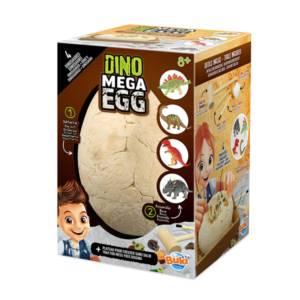 MEGA dinozaurų kasimo rinkinys – 4 dinozaurai kiaušiniuose, 20 cm, 8+