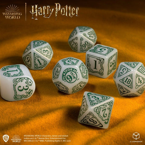 Q - Workshop: Harry Potter. Slytherin Modern Dice kauliukų rinkinys (baltos sp.) - HOBI.LT 🇱🇹