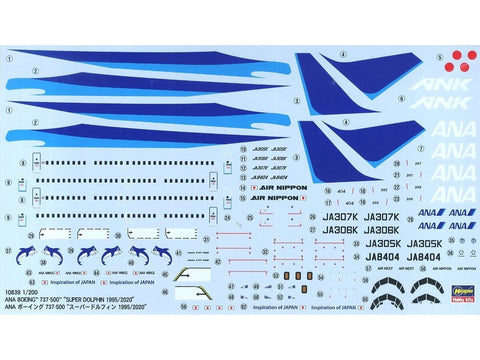 Hasegawa ANA Boeing 737-500 Super Dolphin 1/200 rinkinys