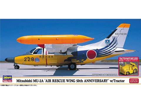 Hasegawa Mitsubishi MU‑2A Oro gelbėjimo 50‑metis 1/72 rib. leid. su traktoriumi