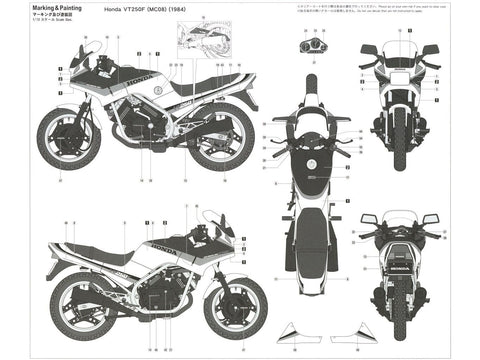 Hasegawa Honda VT250F (1985) 1/12 plastikinis modelis, ribotas leidimas