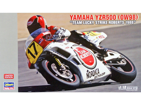 Hasegawa Yamaha YZR500 1/12 Lucky Strike Roberts 1988 moto modelis