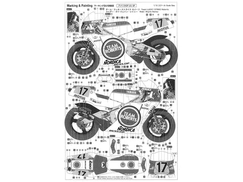 Hasegawa Yamaha YZR500 1/12 Lucky Strike Roberts 1988 moto modelis