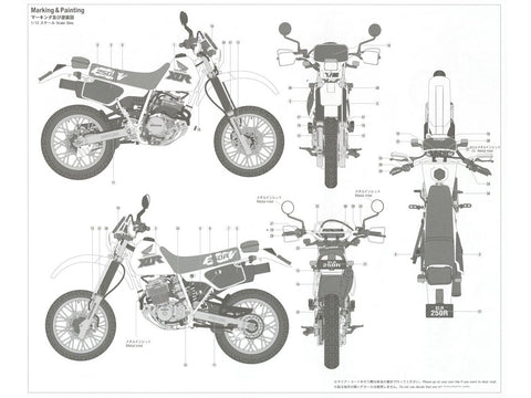 Honda XLR250R 1991 Motard 1:12 plastikinis surenkamas motociklo modelis