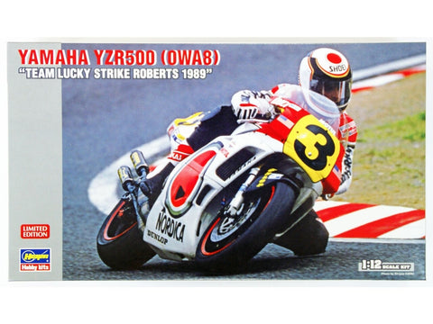 Hasegawa Yamaha YZR500 (0WA8) Team Lucky Strike Roberts 1989 1/12 rinkinys