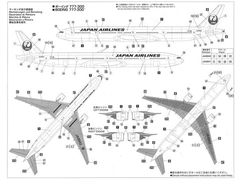 Hasegawa JAL Boeing 777-300 1/200 plastikinis lėktuvo modelis