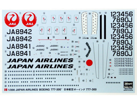 Hasegawa JAL Boeing 777-300 1/200 plastikinis lėktuvo modelis
