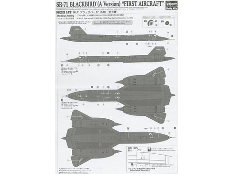 Hasegawa Lockheed SR-71 Blackbird A „First Aircraft“ 1/72 plastikinis rinkinys