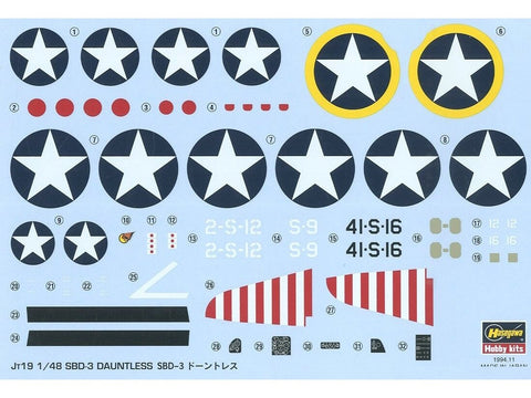 Hasegawa Douglas SBD-3 Dauntless 1/48 plastikinis lėktuvo rinkinys
