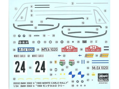 Hasegawa BMW 2002ti 1969 Monte Carlo ralio modelis 1/24