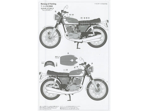 Hasegawa Suzuki GT380 B 1972 raudona – 1/12 surenkamas plastikinis modelis