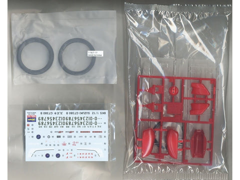 Hasegawa Suzuki GT380 B 1972 raudona – 1/12 surenkamas plastikinis modelis