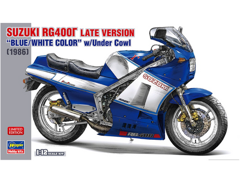 Hasegawa Suzuki RG400Γ 1986 vėlyva, mėlyna/balta, su apatiniu gaubtu 1/12