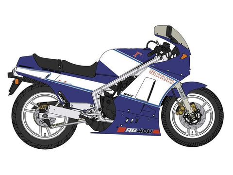 Hasegawa Suzuki RG400Γ 1986 vėlyva, mėlyna/balta, su apatiniu gaubtu 1/12
