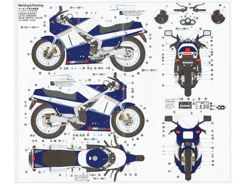 Hasegawa Suzuki RG400Γ 1986 vėlyva, mėlyna/balta, su apatiniu gaubtu 1/12