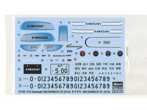 Hasegawa Kawasaki 500-SS Mach III H1A 1/12 raudonas motociklo modelis