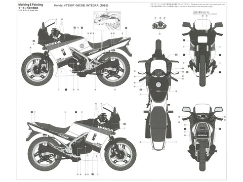 Hasegawa Honda VT250F (MC08) Integra 1985 Wing SE 1/12 plastikinis rinkinys