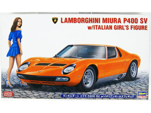 Hasegawa Lamborghini Miura P400 SV 1/24 su italų merginos figūrėle