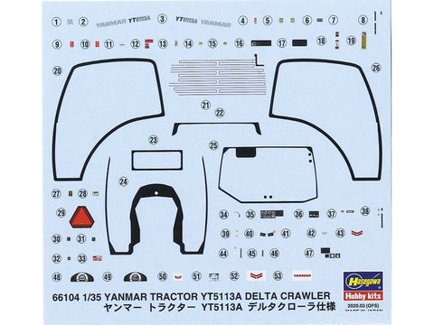 Hasegawa Yanmar traktorius YT5113 Delta Crawler 1/35 plastikinis modelis 66104