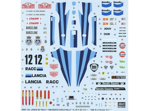 Hasegawa Lancia 037 Monte Carlo ralis 1986 1/24 plastikinis surenkamas modelis