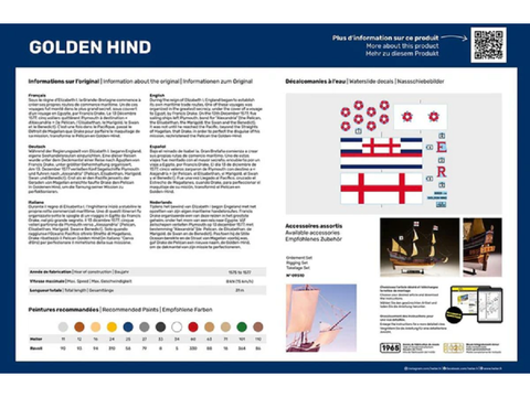 Heller Golden Hind burlaivio plastikinis rinkinys 1/96
