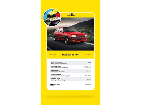 Heller Peugeot 205 GTI 1:24 plastikinis modelio dovanų rinkinys