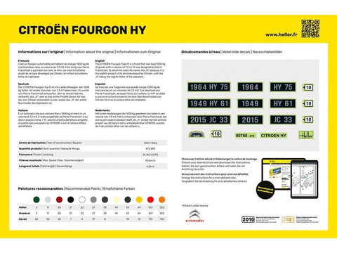 Heller Citroën HY Fourgon 1/24 plastikinis dovanų rinkinys su dažais