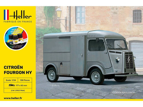 Heller Citroën HY Fourgon 1/24 plastikinis dovanų rinkinys su dažais