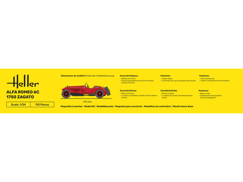 Heller Alfa Romeo 6C 1750 Zagato 1/24 plastikinis modelis