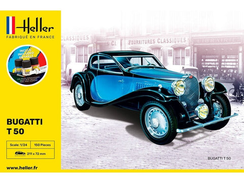 Heller Bugatti T 50 1/24 plastikinis dovanų rinkinys su dažais