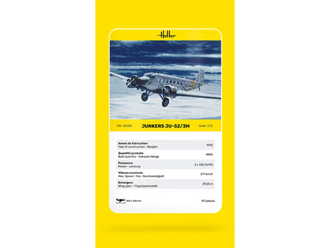 Surenkamas lėktuvo modelis Junkers Ju-52/3M 1/72 Heller 80380