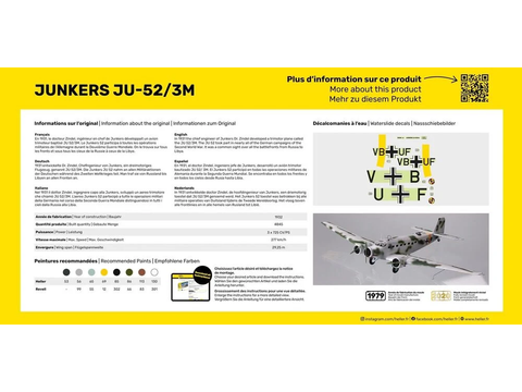 Surenkamas lėktuvo modelis Junkers Ju-52/3M 1/72 Heller 80380