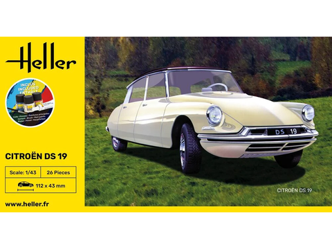 Heller Citroën DS 19 1:43 dovanų rinkinys su dažais ir klijais