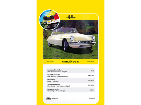 Heller Citroën DS 19 1:43 dovanų rinkinys su dažais ir klijais