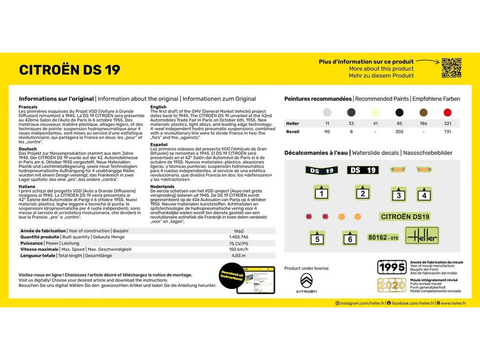 Heller Citroën DS 19 1:43 dovanų rinkinys su dažais ir klijais