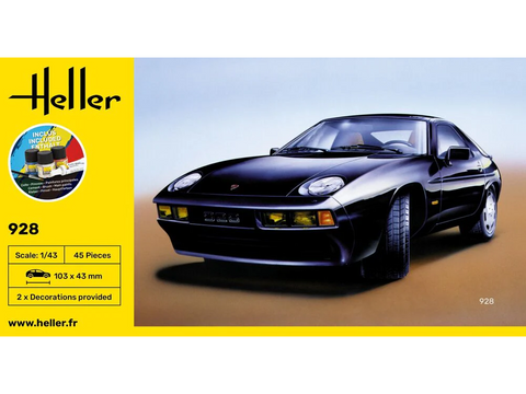 Heller Porsche 928 dovanų rinkinys 1:43 – plastikinis surenkamas su dažais