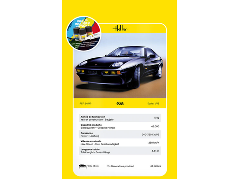 Heller Porsche 928 dovanų rinkinys 1:43 – plastikinis surenkamas su dažais