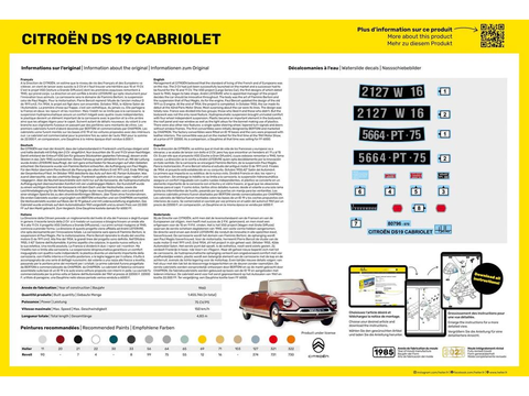 Citroën DS 19 Cabriolet plastikinis surenkamas modelis 1:16 Heller