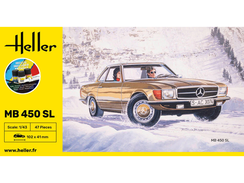 Heller Mercedes-Benz 450 SL rinkinys 1/43 su dažais ir klijais