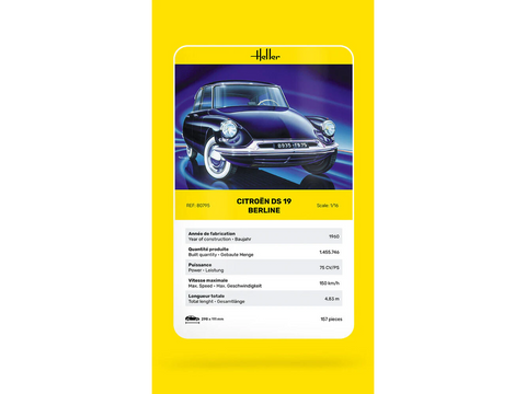 Heller Citroen DS 19 Berline 1:16 plastikinis surenkamas rinkinys