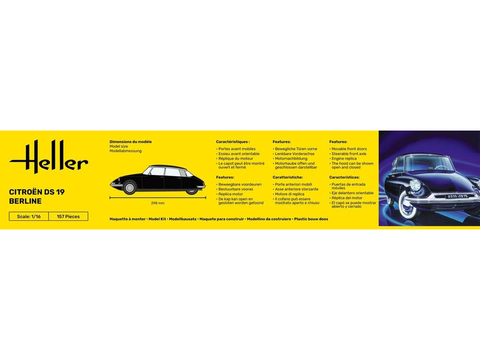 Heller Citroen DS 19 Berline 1:16 plastikinis surenkamas rinkinys