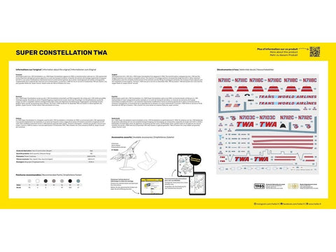 Heller Lockheed Super Constellation TWA 1/72 surenkamas plastikinis modelis