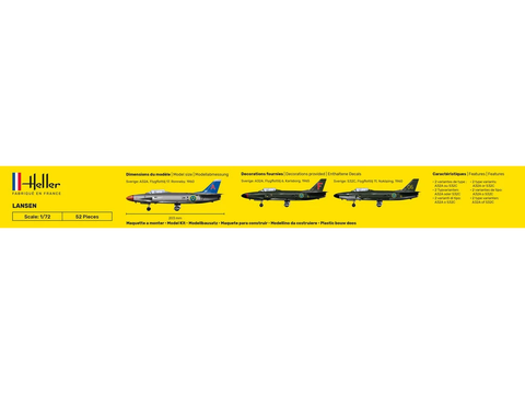Surenkamas lėktuvo modelis Saab 32 Lansen 1/72 Heller 80343