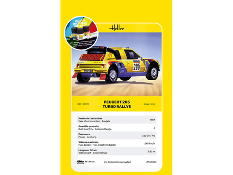 Heller Peugeot 205 Turbo Rally 1/43 surenkamas dovanų rinkinys